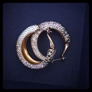 Swarovski rosegold hoops with box. Worn once.